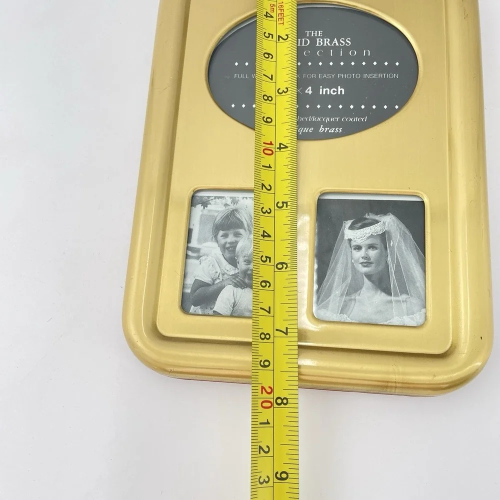 Solid Brass 3 photo Picture Frame Tabletop easel Modern Minimalist Glossy